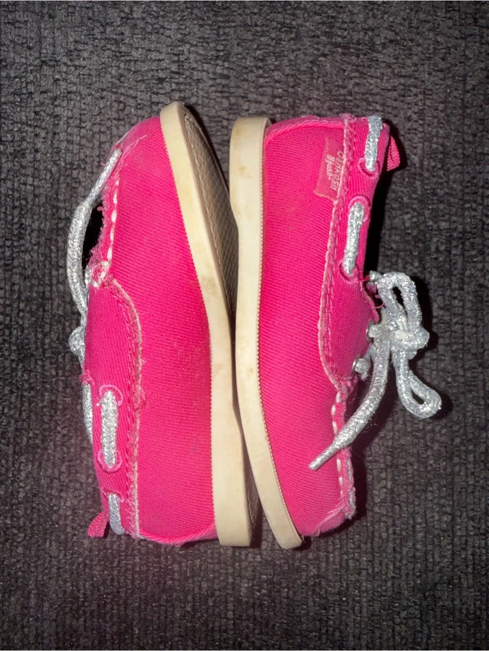 OshKosh B’gosh Toddler Girls Pink Canvas Boat Shoes Size 6 Glitter Laces